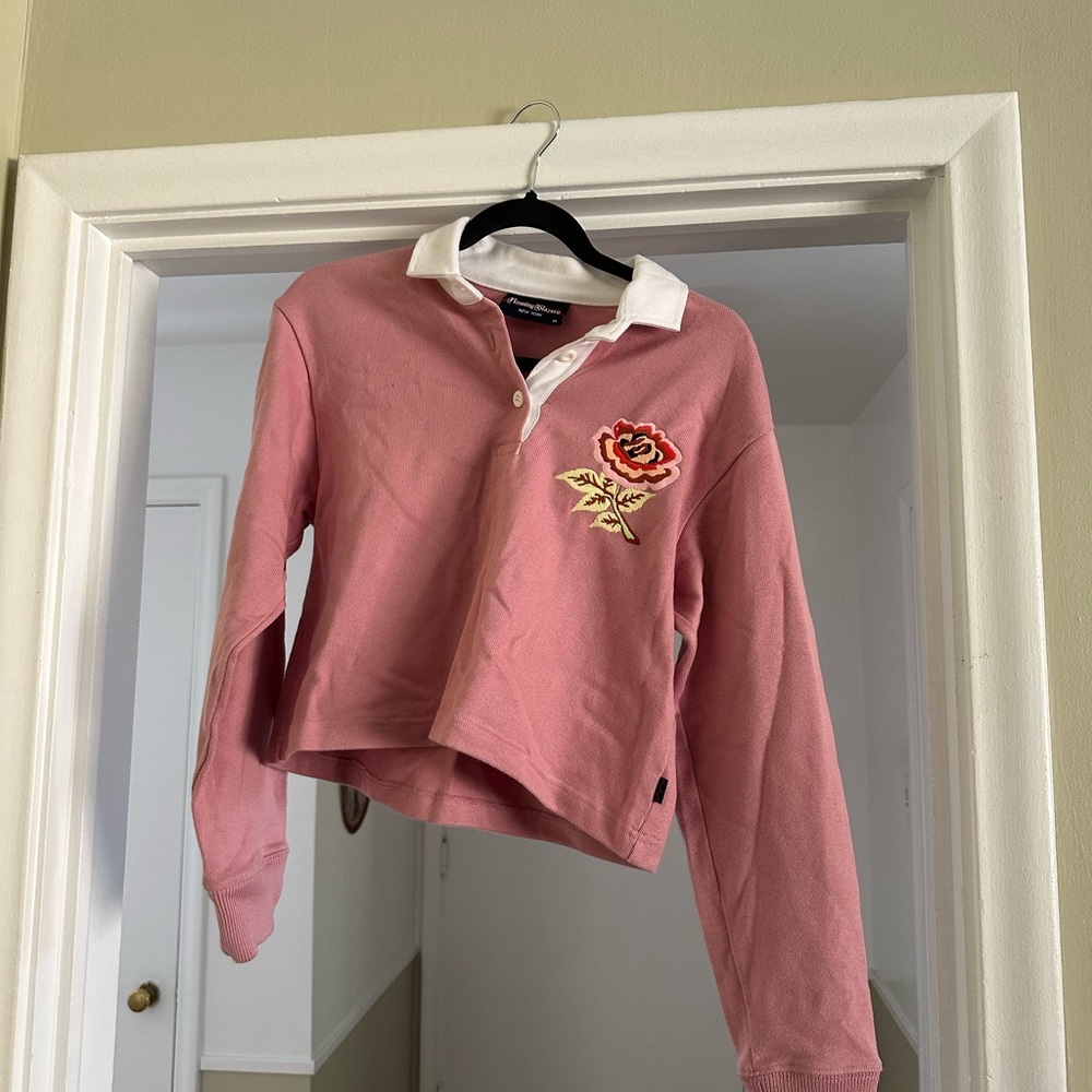 Rowing Blazers Dusty Rose cropped polo